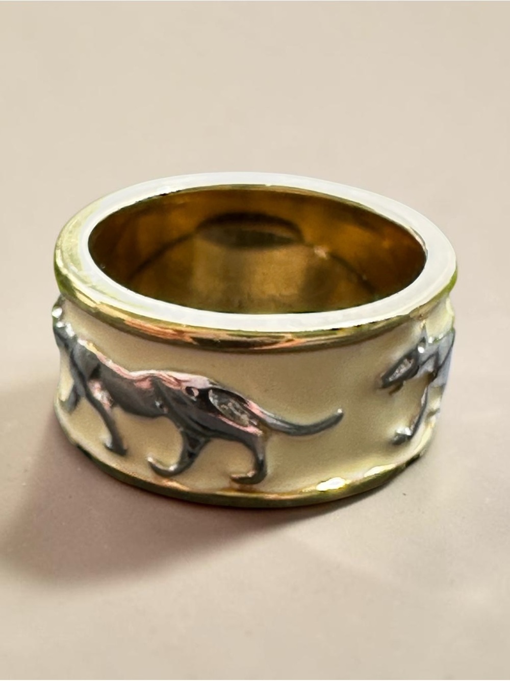 Vintage 18K Gold Plated electroplatedTiger/Animal Motif Statement Ring – Size 8